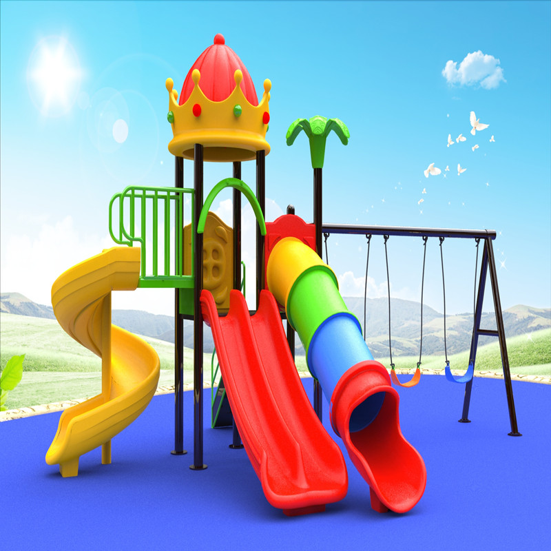 udendørs krone tag legehus legepladsudstyr med børn gynge glidespil til børn